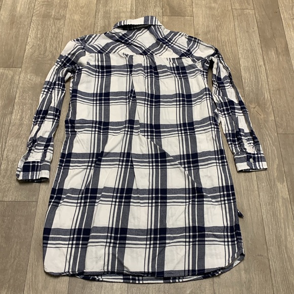 Womens J. Crew Plaid Long‎ Sleeve Front Tie Shirt Dress - Picture 2 of 7